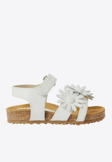 Il Gufo Girls Flower Applique Sandals White P25XG518-AVITNC/Q_GUFO-010