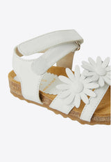Il Gufo Girls Flower Applique Sandals White P25XG518-AVITNC/Q_GUFO-010