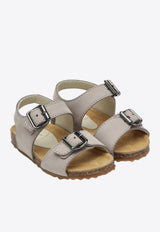 Il Gufo Girls Nubuck Leather Sandals Gray P25XG576-ANABUK/Q_GUFO-016
