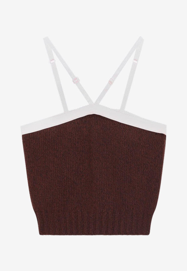 Prada Wool and Cashmere Knitted Cropped Top Brown P29B98AAO18JR/R_PRADA-F0003