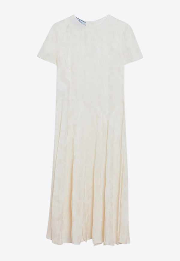 Prada Floral Jacquard Midi Dress Ivory P3Q30OOO17ZC/R_PRADA-F0304