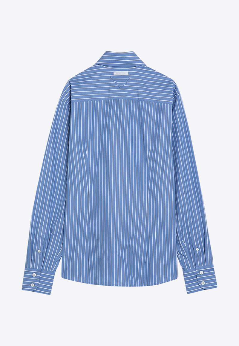 Prada Long-Sleeved Striped Shirt Blue P436HOOO15DT/P_PRADA-F0013