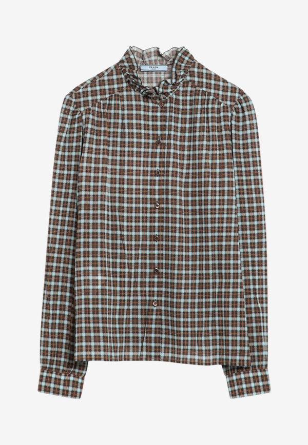 Prada Check-Patterned Buttoned Shirt Blue P449IOOO173N/R_PRADA-F0SV4