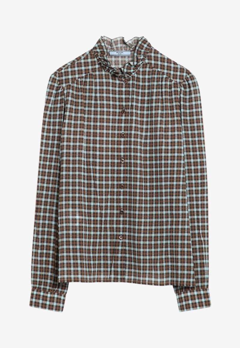 Prada Check-Patterned Buttoned Shirt Blue P449IOOO173N/R_PRADA-F0SV4