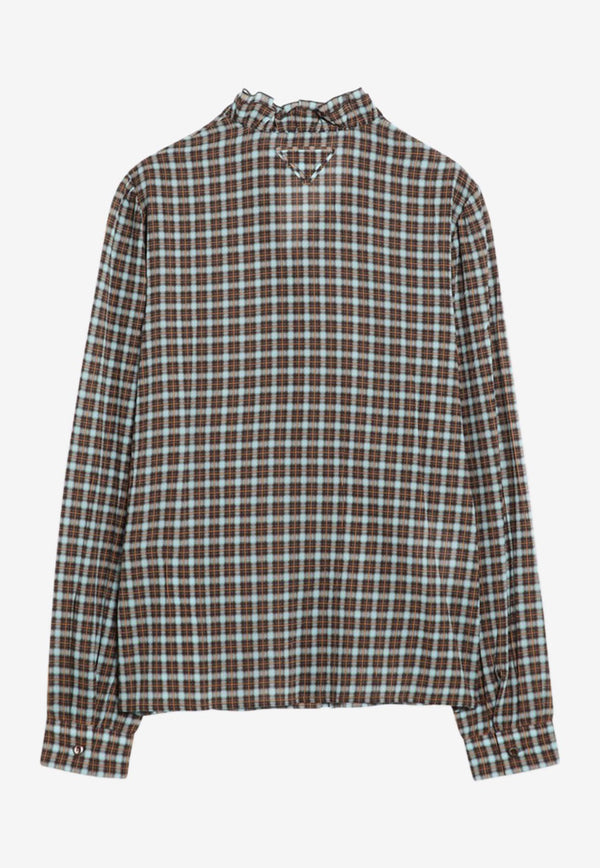 Prada Check-Patterned Buttoned Shirt Blue P449IOOO173N/R_PRADA-F0SV4