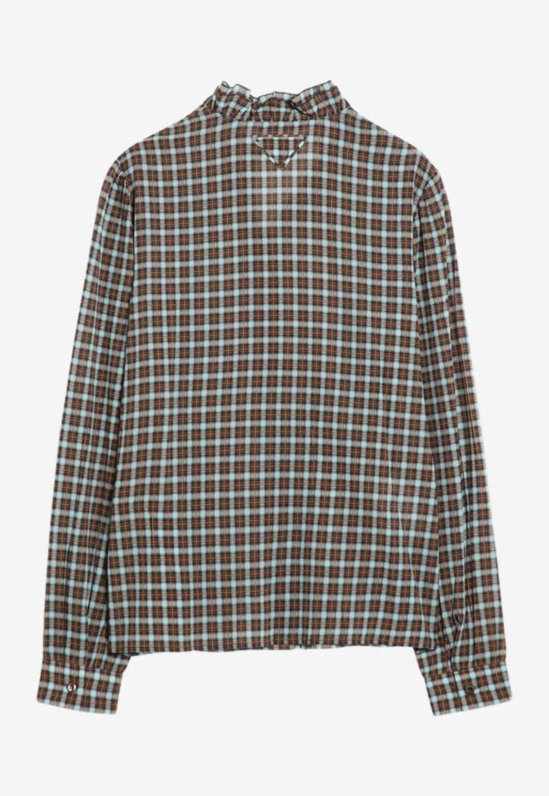 Prada Check-Patterned Buttoned Shirt Blue P449IOOO173N/R_PRADA-F0SV4
