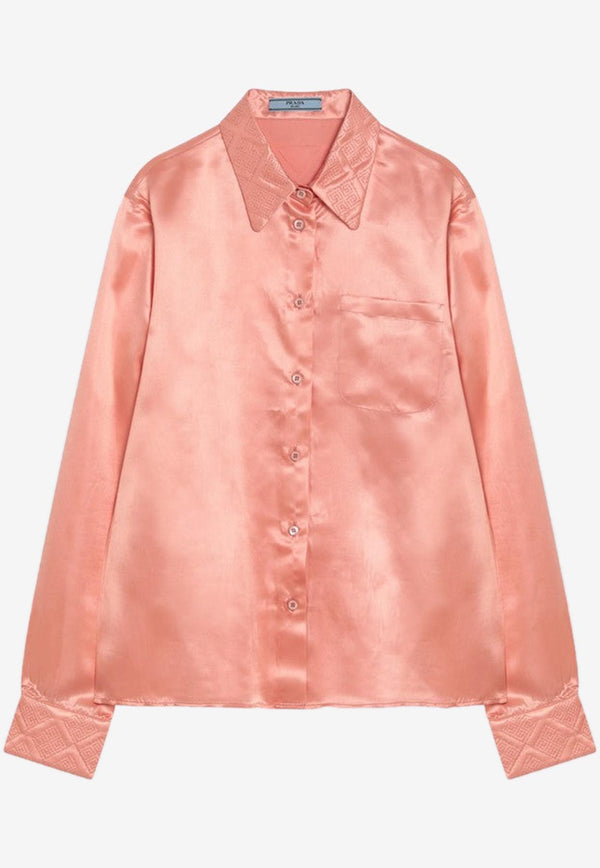 Prada Long-Sleeved Silk-Blend Shirt Coral P461IROOO17UD/R_PRADA-F0311
