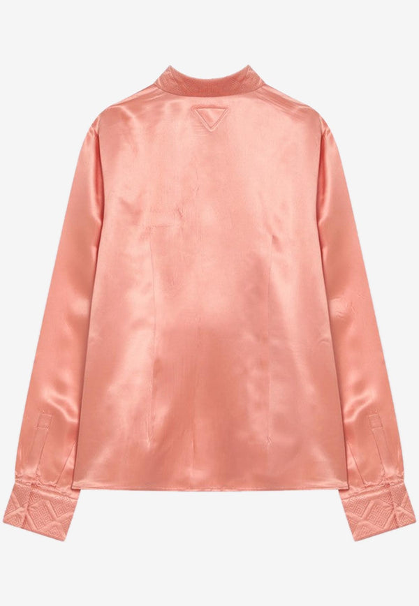 Prada Long-Sleeved Silk-Blend Shirt Coral P461IROOO17UD/R_PRADA-F0311