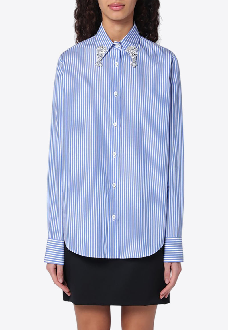 Prada Embellished Striped Shirt Light Blue P471HROOO155U/Q_PRADA-F0013