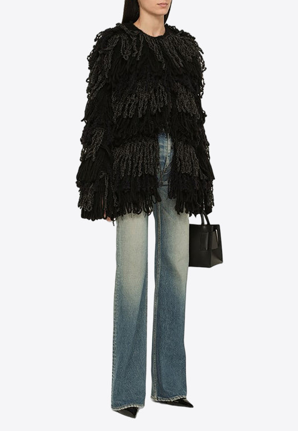 Roberto Collina All-Over Fringed Cardigan Black P48012P48/N_ROBER-09
