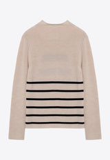 Erika Cavallini Wool Striped Mock-Neck Sweater Cream P4WA03WV/P_ERIKA-RI-PN