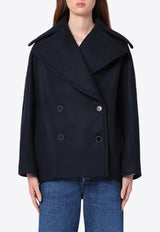 Erika Cavallini Anabel Double-Breasted Wool Coat  Blue P4WM01WV/P_ERIKA-K65-0