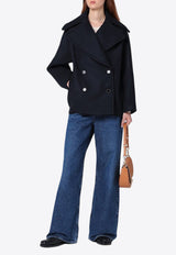 Erika Cavallini Anabel Double-Breasted Wool Coat  Blue P4WM01WV/P_ERIKA-K65-0