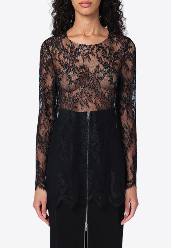 Erika Cavallini Fortuna Transparent Lace Top Black P4WP03PA/P_ERIKA-Y69YY