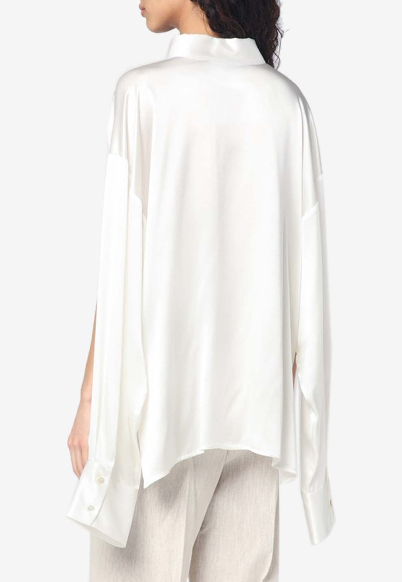 Erika Cavallini Elsa Button-Up Silk Shirt White P5SS03SI/Q_ERIKA-A04-0
