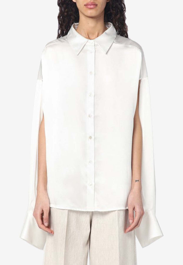 Erika Cavallini Elsa Button-Up Silk Shirt White P5SS03SI/Q_ERIKA-A04-0