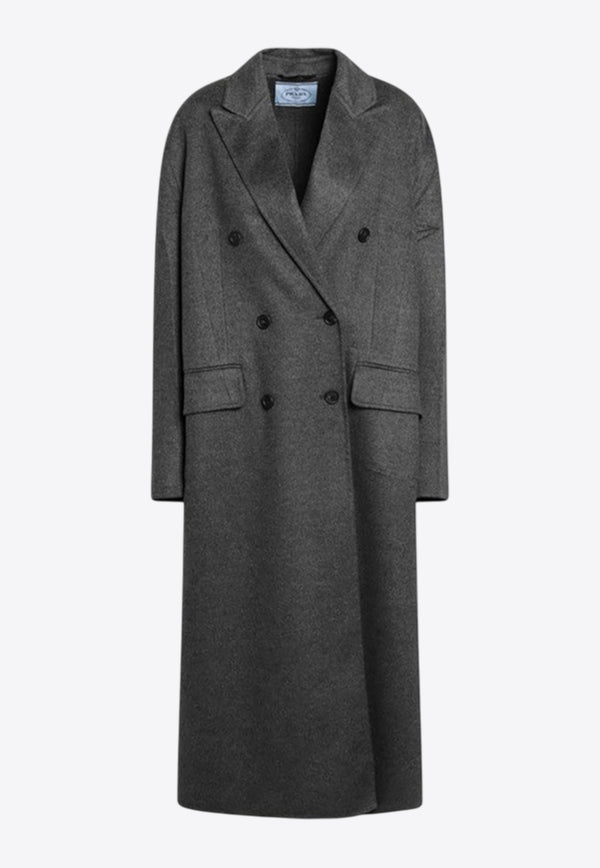 Prada Double-Breasted Wool and Cashmere Coat Gray P617SOOO179B/R_PRADA-F0480