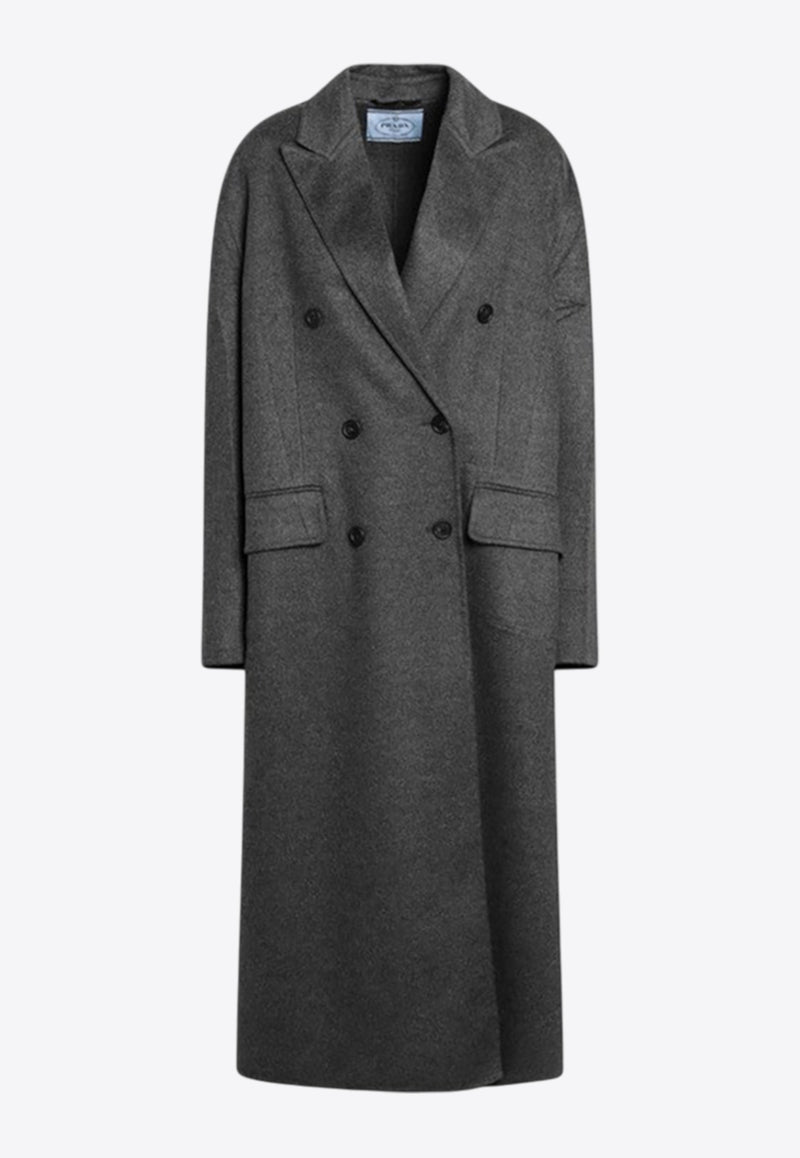 Prada Double-Breasted Wool and Cashmere Coat Gray P617SOOO179B/R_PRADA-F0480