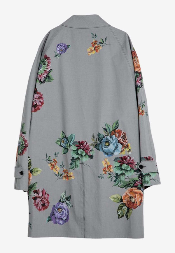 Prada Single-Breasted Floral Coat Gray P658ROOO14ZV/P_PRADA-F0276