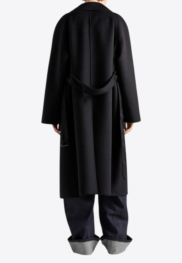 Prada Single-Breasted Belted Long Coat Black P689RHOOO13FY/Q_PRADA-F0002