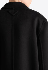 Prada Single-Breasted Long Cashgora Coat Black P698ROOO13FY/Q_PRADA-F0002