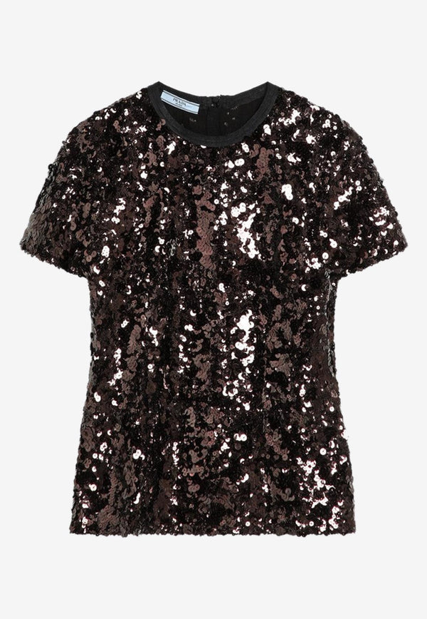 Prada Sequined Crewneck Top Purple P974MROOO176A/R_PRADA-F0051