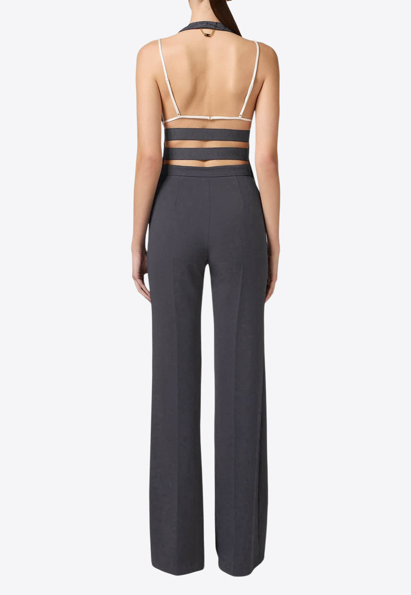 Elisabetta Franchi Straight-Leg Pleated Pants Gray PA07851E3_DC3