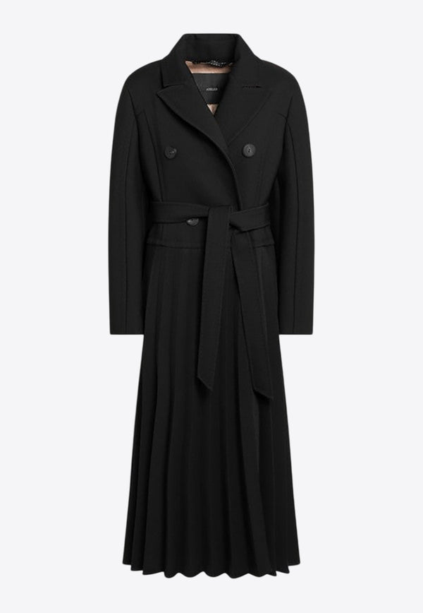 Max Mara Panda Double-Breasted Pleated Coat Black PANDAPL/R_MAXMA-001