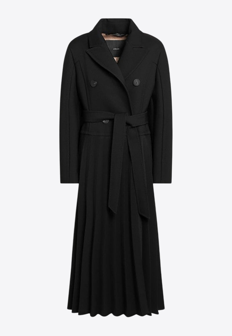 Max Mara Panda Double-Breasted Pleated Coat Black PANDAPL/R_MAXMA-001