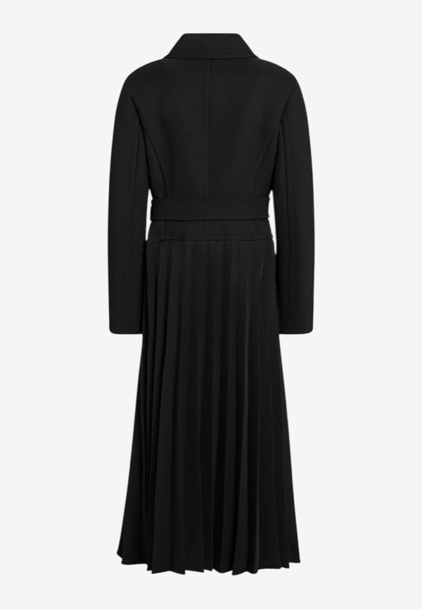 Max Mara Panda Double-Breasted Pleated Coat Black PANDAPL/R_MAXMA-001