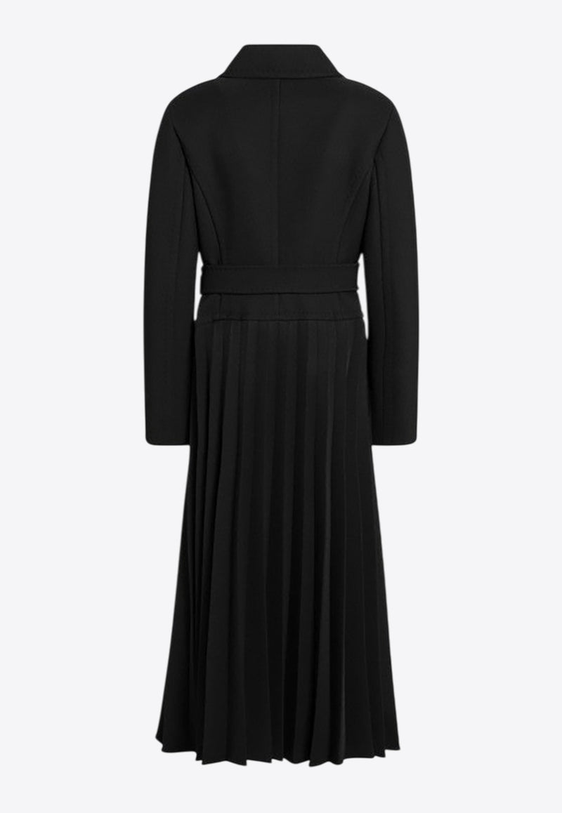 Max Mara Panda Double-Breasted Pleated Coat Black PANDAPL/R_MAXMA-001