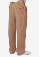 Lardini Linen Straight-Leg Pants Brown PAVICEPAIF66408/S_LARDI-350