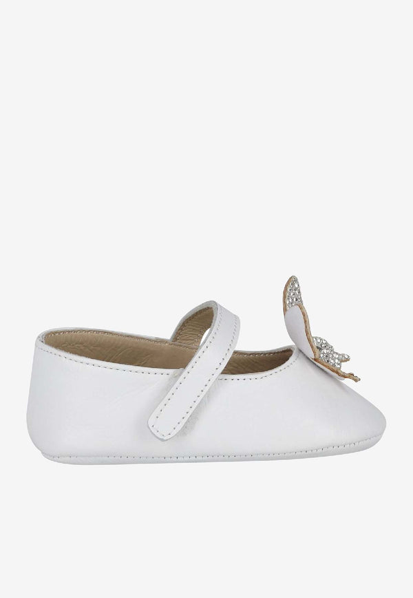 BABYWALKER Baby Girls Embellished-Butterfly Ballet Flats White PB/1654_WHITE