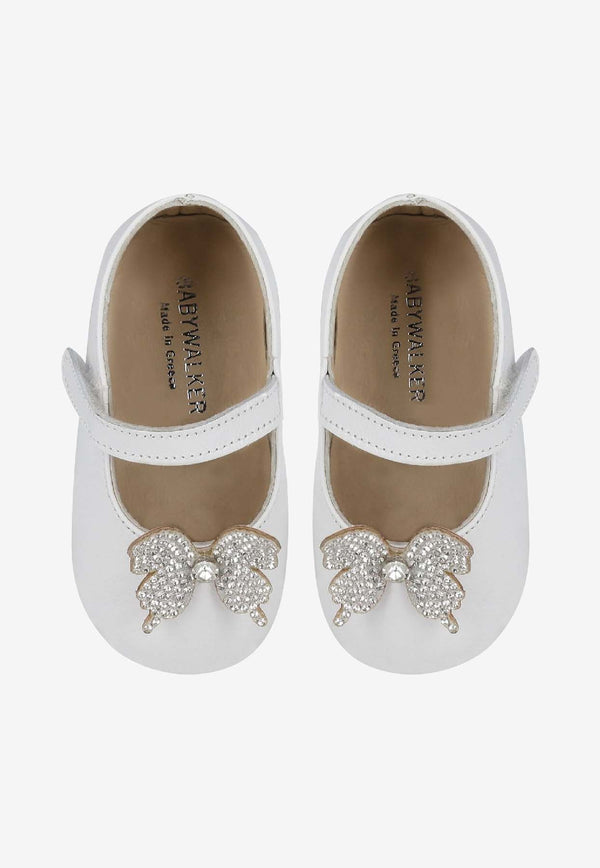 BABYWALKER Baby Girls Embellished-Butterfly Ballet Flats White PB/1654_WHITE