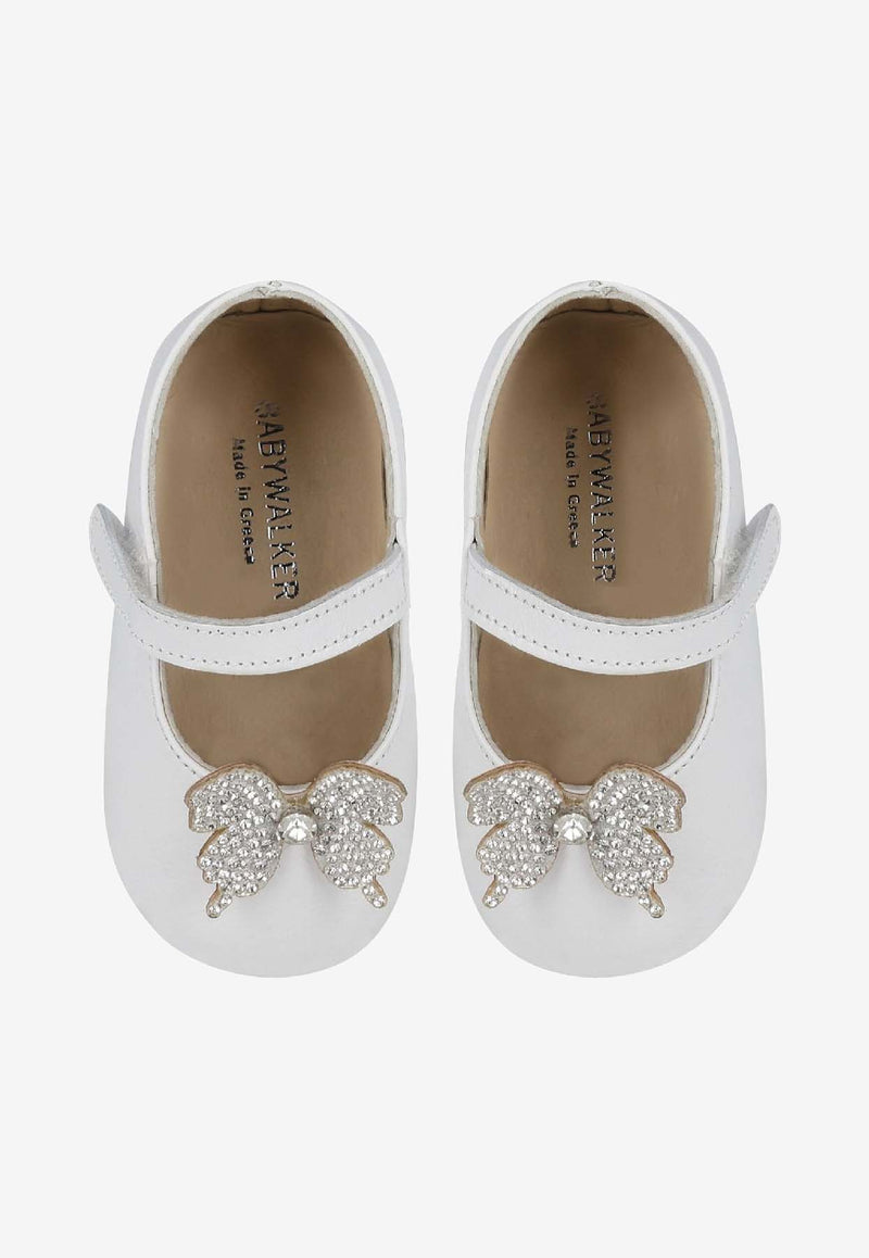 BABYWALKER Baby Girls Embellished-Butterfly Ballet Flats White PB/1654_WHITE