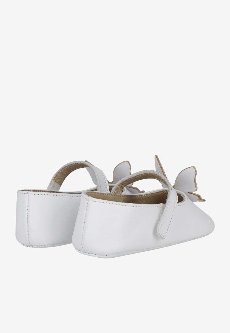 BABYWALKER Baby Girls Embellished-Butterfly Ballet Flats White PB/1654_WHITE