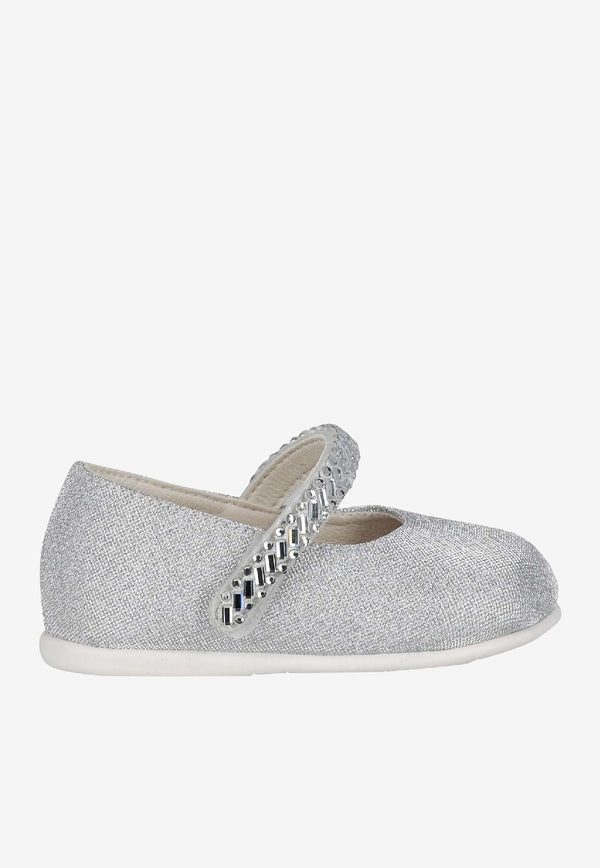 BABYWALKER Baby Girls Glittered Ballet Flats Silver PB/2650_SILVER