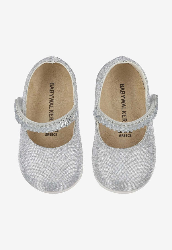 BABYWALKER Baby Girls Glittered Ballet Flats Silver PB/2650_SILVER