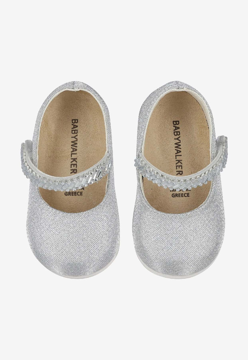 BABYWALKER Baby Girls Glittered Ballet Flats Silver PB/2650_SILVER