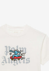 Palm Angels Kids Boys Logo-Printed Crewneck T-shirt PBAA003S24-AJER006/O_PALMA-0310