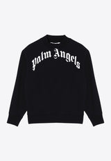 Palm Angels Kids Boys Curve Logo Sweatshirt Black PBBA012C99-AFLE001/P_PALMA-1001