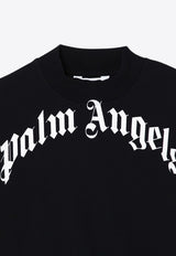 Palm Angels Kids Boys Curve Logo Sweatshirt Black PBBA012C99-AFLE001/P_PALMA-1001