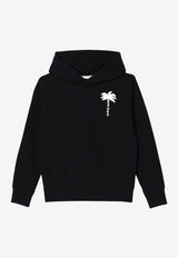 Palm Angels Kids Boys Palm Print Hooded Sweatshirt Black PBBB012F24-AFLE003/P_PALMA-1003