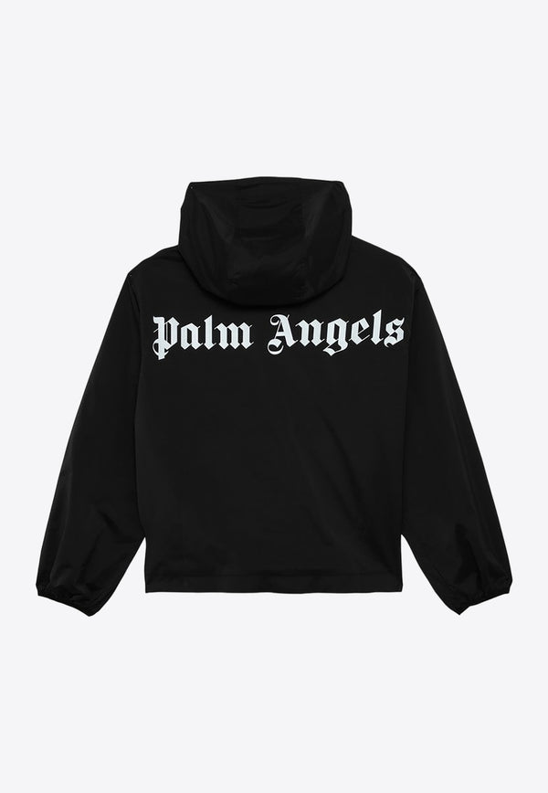 Palm Angels Kids Boys Logo Print Windbreaker Jacket Black PBEB003C99-AFAB001/O_PALMA-1001