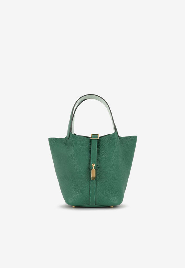 Picotin Lock 18 Eclat in Vert Moyen and Vert Peppermint Clemence with Gold Hardware