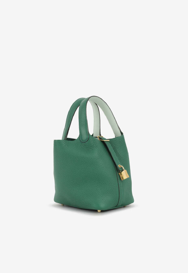 Picotin Lock 18 Eclat in Vert Moyen and Vert Peppermint Clemence with Gold Hardware