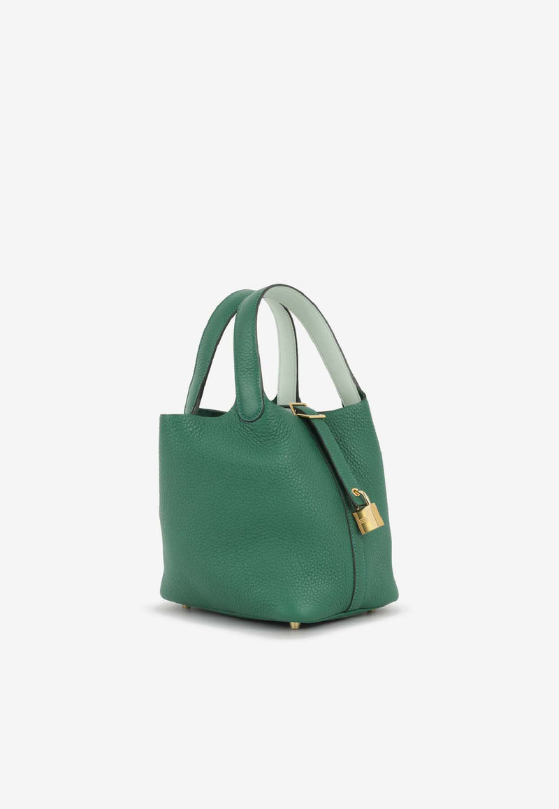 Picotin Lock 18 Eclat in Vert Moyen and Vert Peppermint Clemence with Gold Hardware