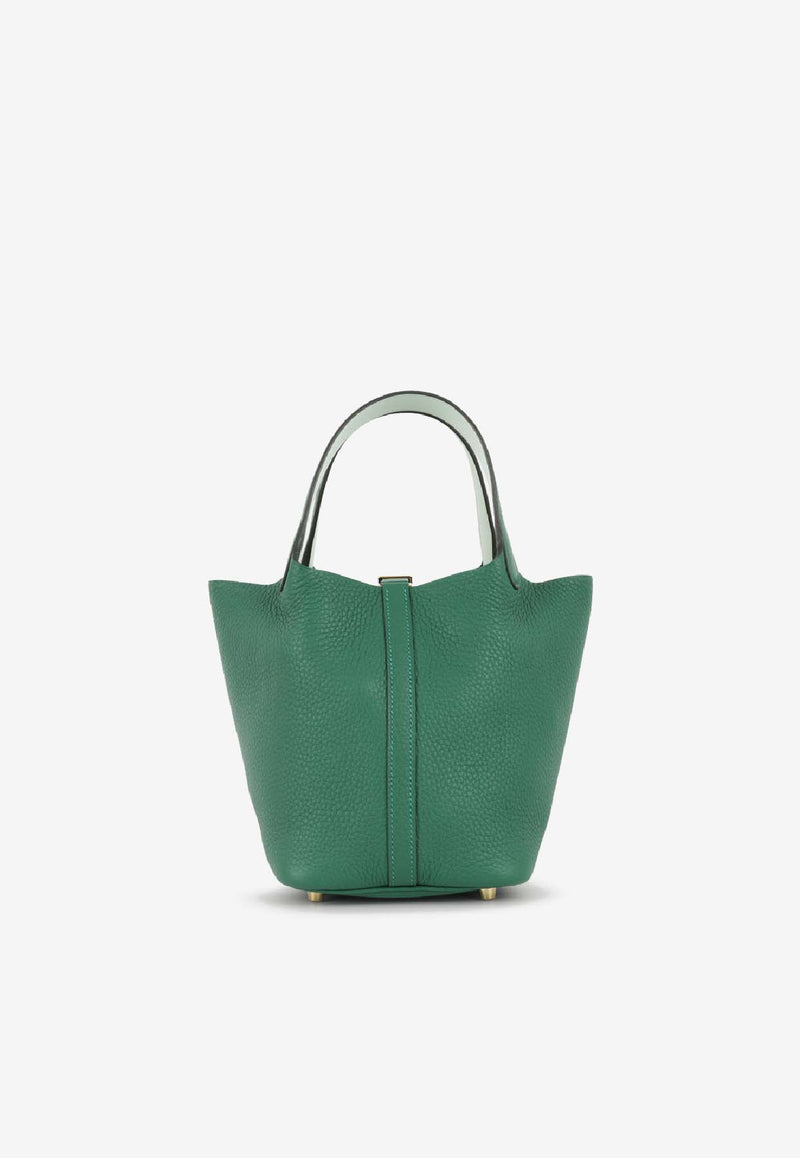 Picotin Lock 18 Eclat in Vert Moyen and Vert Peppermint Clemence with Gold Hardware