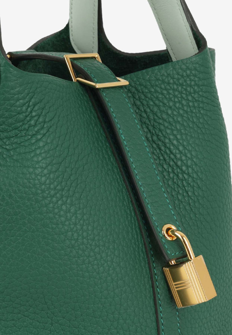 Picotin Lock 18 Eclat in Vert Moyen and Vert Peppermint Clemence with Gold Hardware