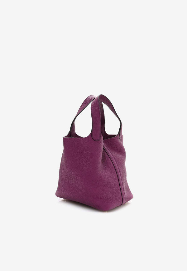 Picotin Lock 18 PM Bag in Anemone Taurillon Clemence Leather with Gold Hardware